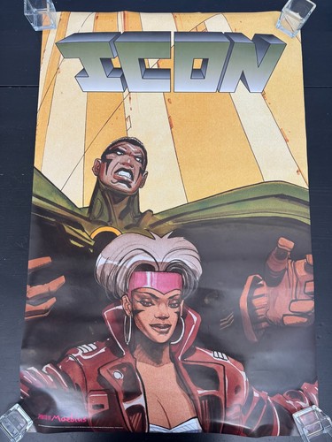 RARO POSTER VINTAGE ICON & ROCKET 22X34 QUASI NUOVO MOEBIUS MILESTONE * 1994 * DC Comics - Foto 1 di 4