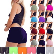 New Ladies Lycra Stretch Jersey Hotpants Dance Gym Training Micro Shorts