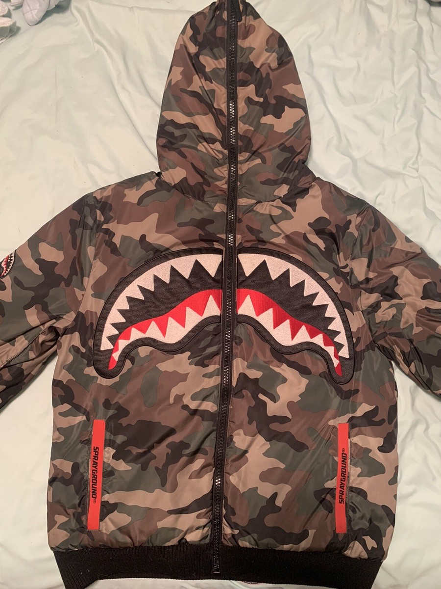 Sprayground Reversible Camo/Black Shark Mouth Jacket | eBay Sprayground Reversible Camo/Black Shark Mouth Jacket | eBay