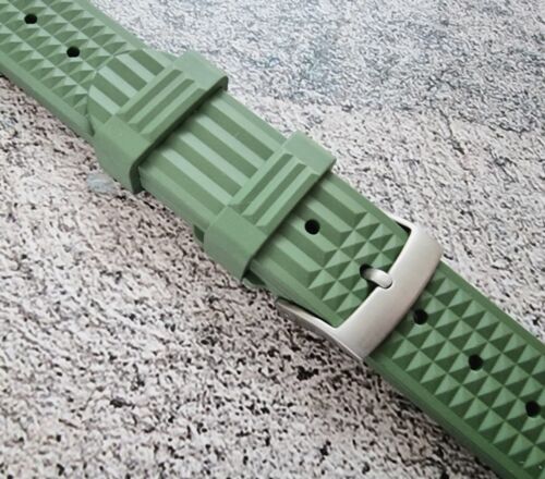 Genuine FKM Rubber Waffle Watch Strap Band Retro Divers Waterproof 20mm 22mm UK - Picture 2 of 50