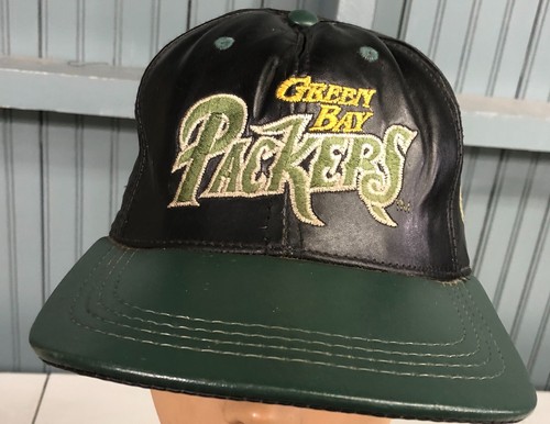 Green Bay Packers NFL Leather VTG Modern Made USA Snapback Baseball Cap Hat - Picture 2 of 8