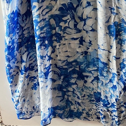 Eliza J Royal Blue Sheath Halter Dress w Floral Print Chiffon Overlay size 18W - Picture 5 of 9