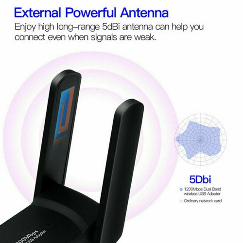 WLAN Adapter USB 3.0 Stick 1200Mbps WiFi Dual Band 5GHz Antenne PC Windows 10,11 - Bild 4 von 11