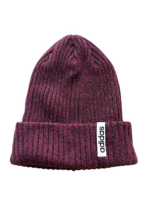 NEW ADIDAS PURPLE COTTON STRETCH RIBBED KNIT BEANIE HAT ADULT MEN WOMEN OS