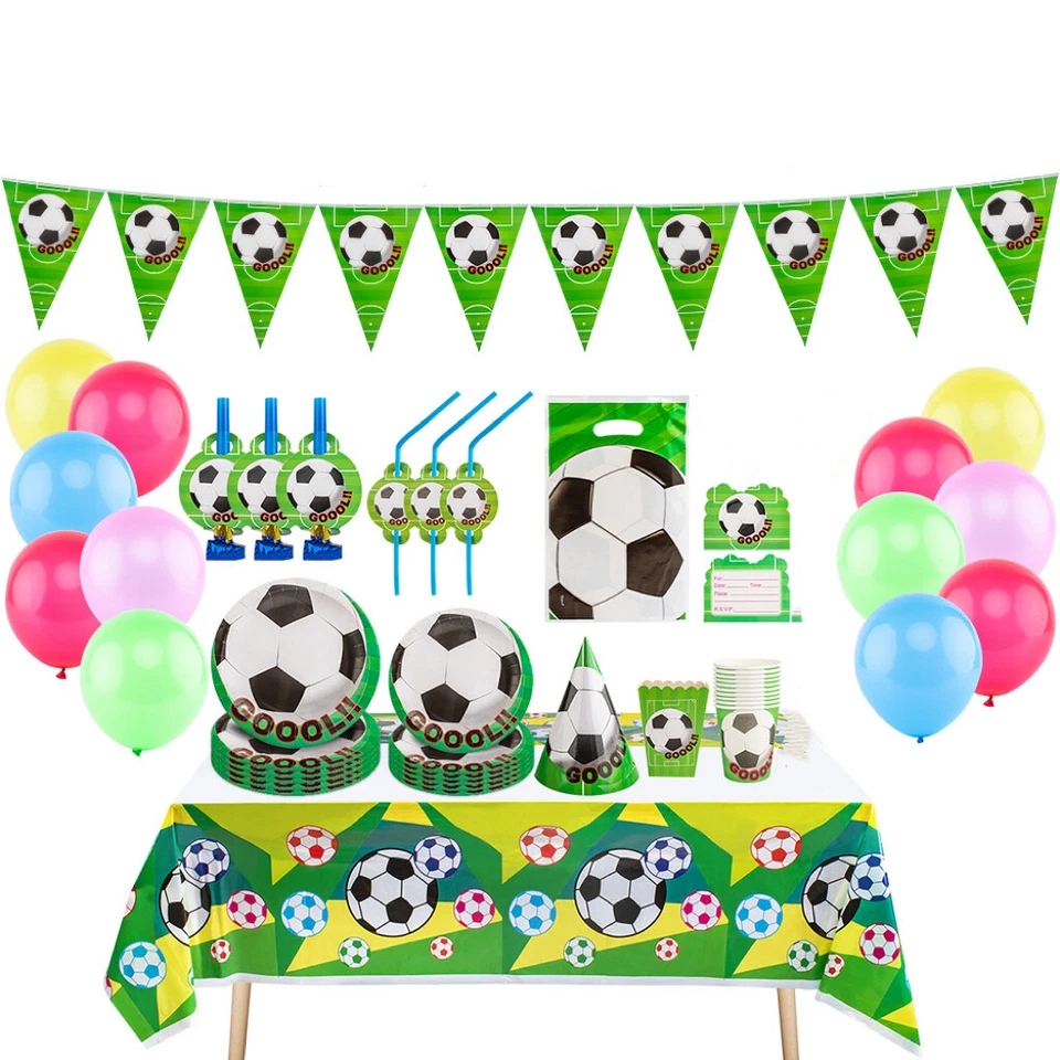 SOCCER FOOTBALL BIRTHDAY PARTY SUPPLIES TABLE CLOTH BALLOON LOOT BAG  BANNER BOY - image 2 of 4