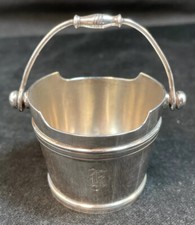 George Sharp Sterling Silver Figural Bucket Form Open Salt Cellar Swing Handle