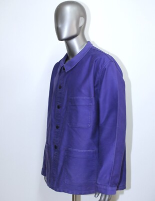 French Vintage Blue Moleskin Work Jacket ADOLPHE LAFONT Size XL