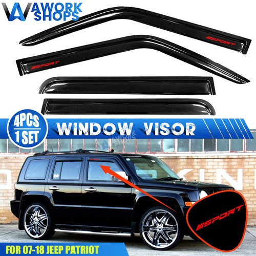 Fits 0718 Jeep Patriot Window Visors Vent Rain Guard Shade w/ Red