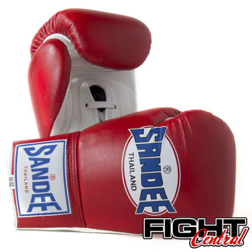 Sandee Pro Lace Up Boxing Gloves - Red - FREE P&P - Muay Thai MMA Boxing