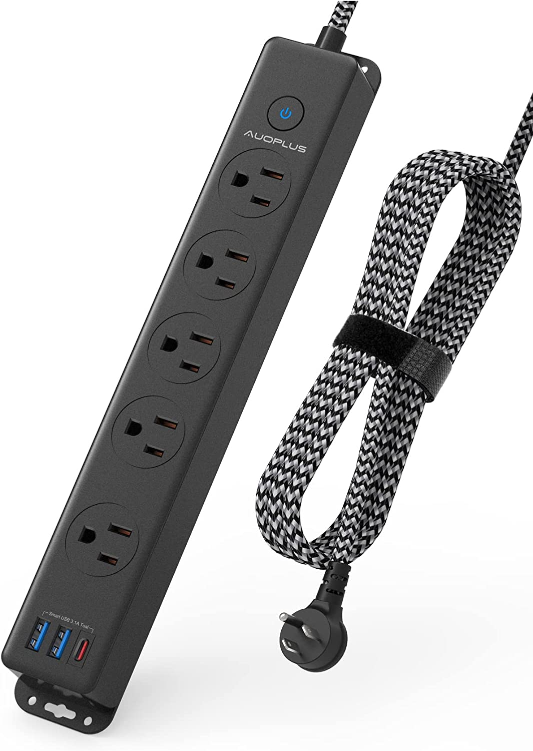 Surge Protector Power Strip with USB C Ports, 5FT Braided Extension Cord, 5 Outl-image