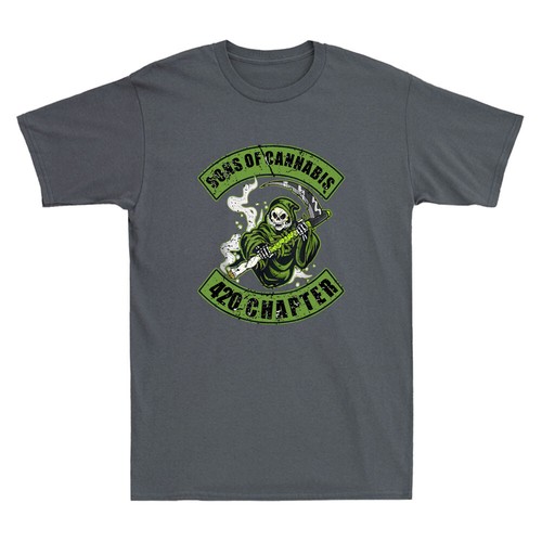 Sons Of Cannabis 420 Chapter Funny Skull Weed Smoking Gift Vintage Men's T-Shirt - Picture 6 of 9