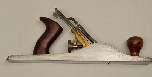 VTG 14" Stanley Two Tone Smooth Sole Maroon and Yellow Refurbished Wood Plane - Picture 2 of 16