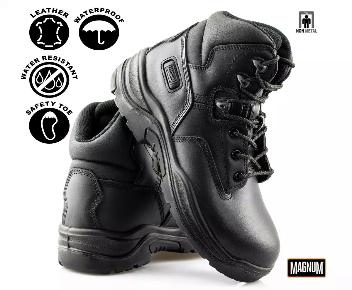 Mens Magnum Leather Water Resistant Non Metal Safety Work Ankle Boots Shoes Size