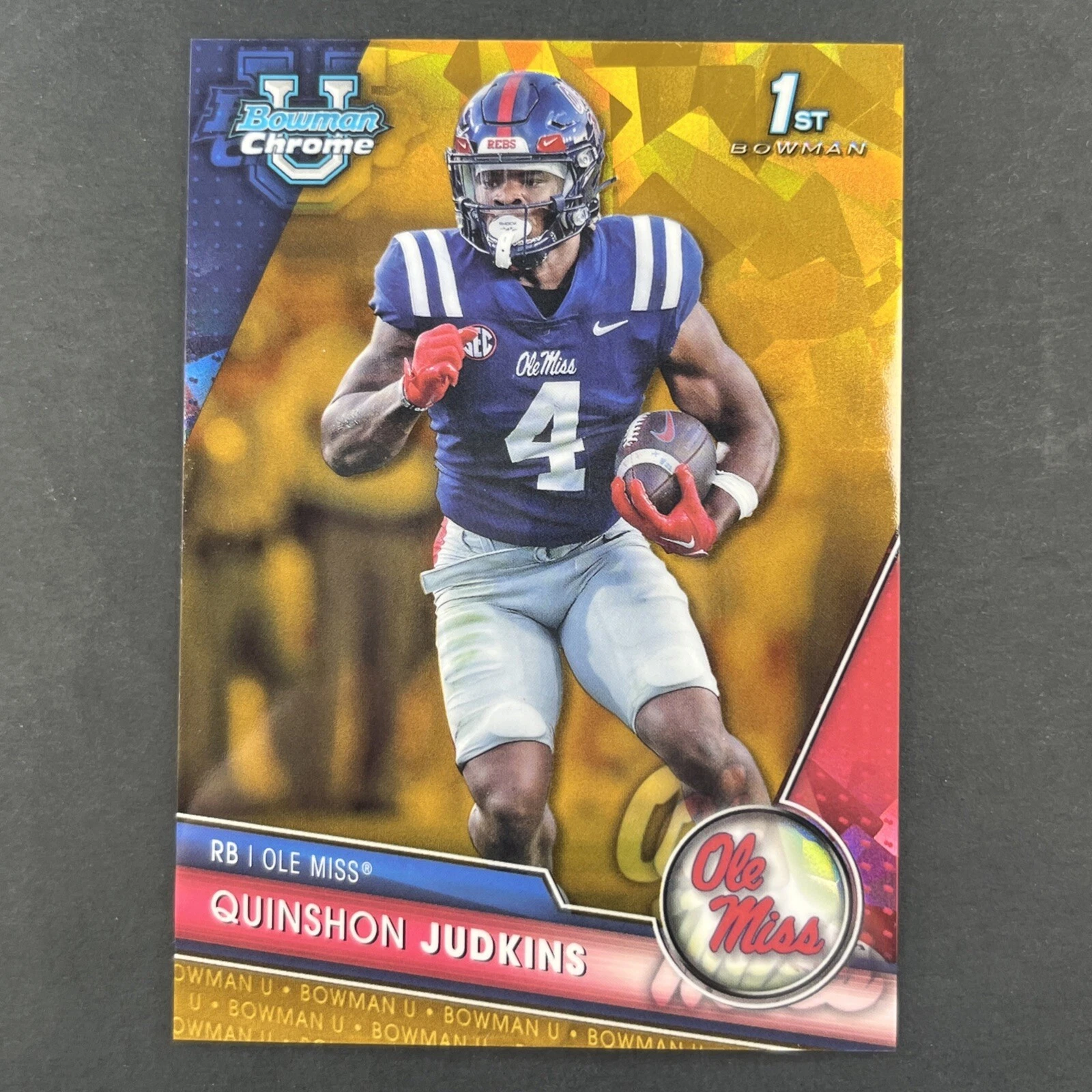 Quinshon Judkins #29/50 SP 2023 Bowman Chrome U 1st Sapphire Gold Ohio State!!!