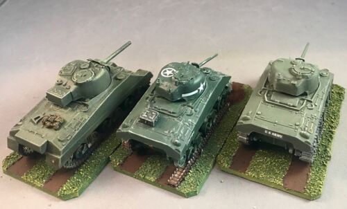 20mm WWII ALLIED 3 M4 SHERMAN TANKS PLASTIC PAINTED FOR RAPID FIRE ETC - Picture 3 of 3