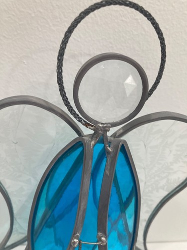 Vintage Stained Glass Angel Free Standing Handcrafted - Picture 6 of 11
