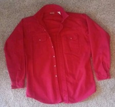 Vintage Five Brother Heavy Red Chamois Cloth Flannel Mens Large Tallmans Shirt