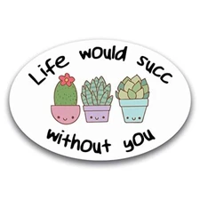 My Life Would Succ Without You Oval Magnet Decal, 4x6 Inches, Automotive Magnet