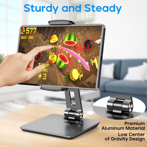 ROADOM Support Tablette Réglable 360° Support Pivotant 180° Pince Inclinable Pliable - Photo 3/6