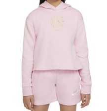 Nike Girls Sportswear French Terry Hoodie in Pink, Size SM  MD DD6498-663