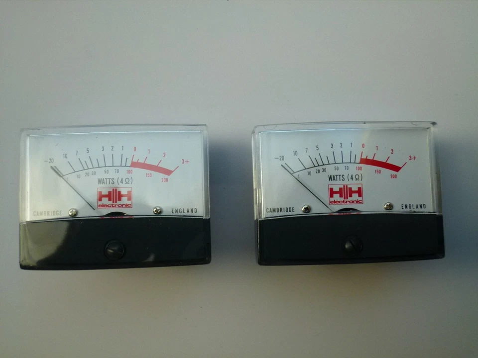 H/H HH Electronic SM200 Stereo 8/12/16 Original VU Leistungsmesser x 2 - NOS