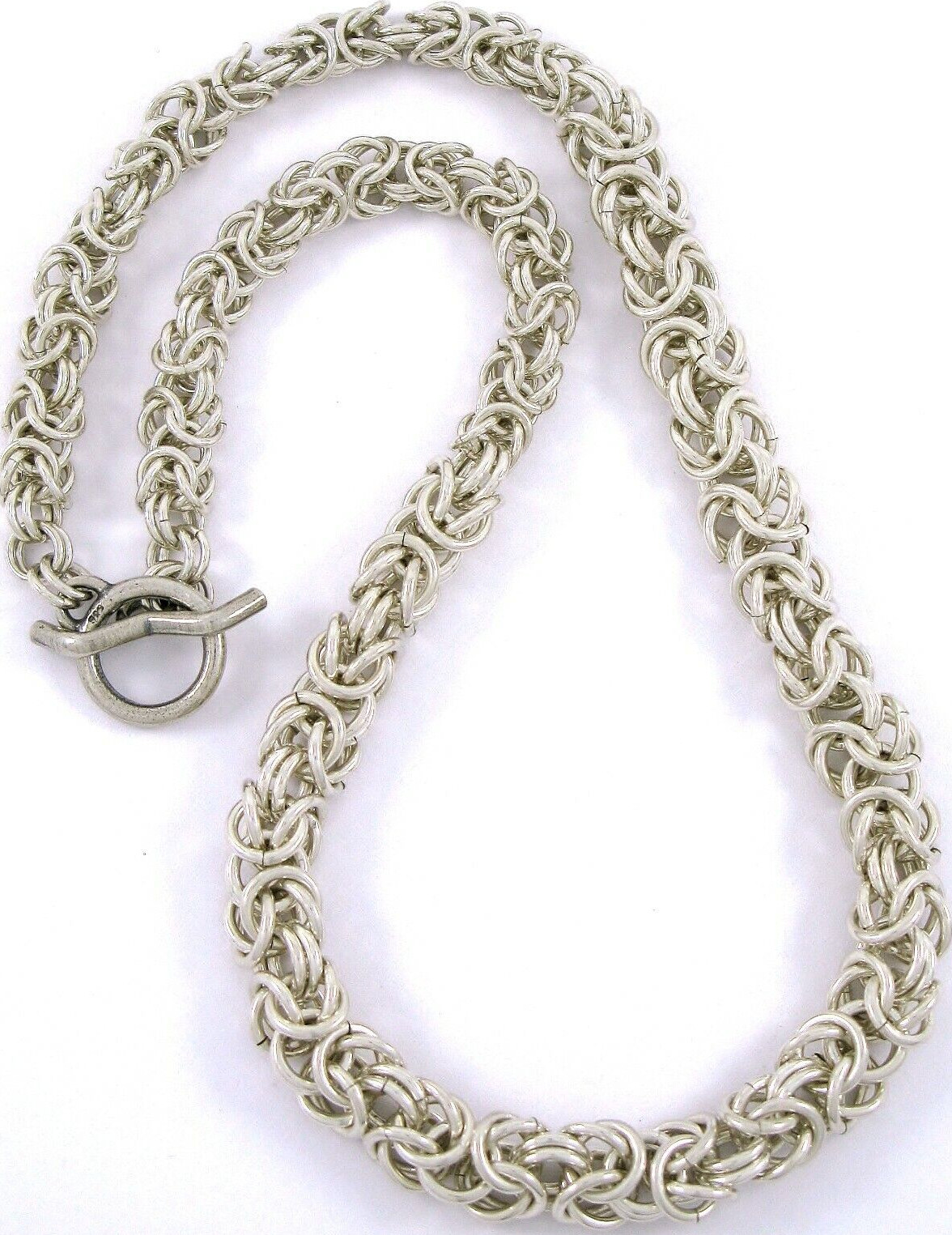 Solid Sterling Silver 925 18" Byzantine Chain Nec… - image 2