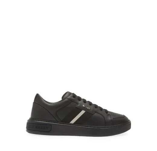 Bally D2012* Men's Black Leather Lace-Up Moony Low Top Sneakers Size US 9.5D image 4