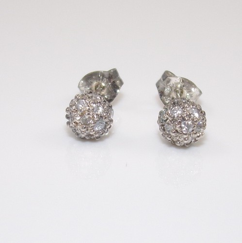 NUOVI orecchini a perno in argento sterling 1/4 ct zirconi trasparenti sfere a grappolo - Foto 2 di 4