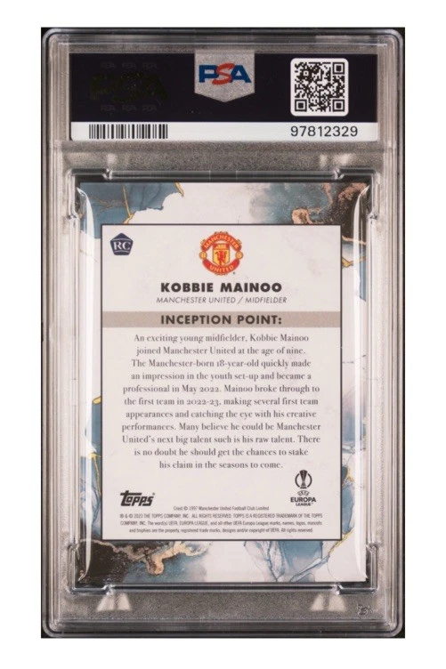 2022 -23 TOPPS INCEPTION UCC KOBBIE MAINOO ROOKIE  GREEN / 99 GEM MT PSA 10 - Image 2 of 2
