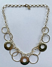 Silpada N1325 Sterling Silver 925 Rolo Chain Necklace Hammered Circles Rings 17"