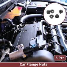 5 Pcs M5 Car Flange Nuts Aluminum Alloy,Plastic Rubber Ring Flat Hex Black