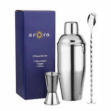 24OZ Cocktail Shaker Mixer Set 3Pcs Bar Acccessories Including Martini Long