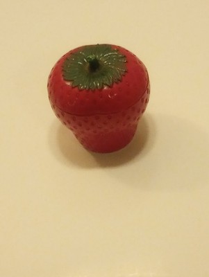 VTG Hazel Atlas 1950's Red Strawberry Painted Milk Glass Jam Jelly Jar w/Lid MCM