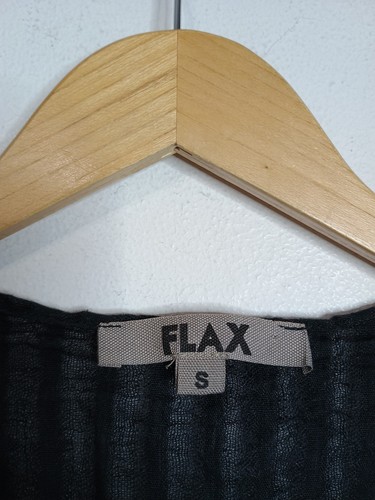 FLAX V-Neck 100% Linen Black Stripe Top Small - Picture 4 of 5