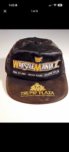 WWF WrestleMania IV Trump Plaza Cap Black Brown 1980s PSL Original
