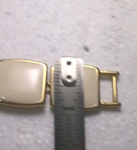 Vintage Papier Grob Gold Ton Metall Link Creme Emaille 7" Armband - Bild 7 von 9