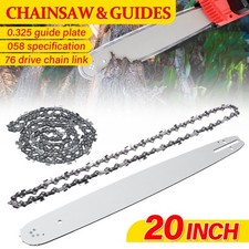 20 Chainsaw Guide Bar & Saw Chain Blade Set 0...