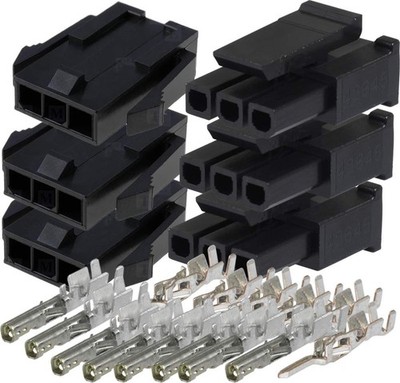 Molex Single Row (3-Pin) Male & Female Receptacle Plug, w/Terminal sockets Mi