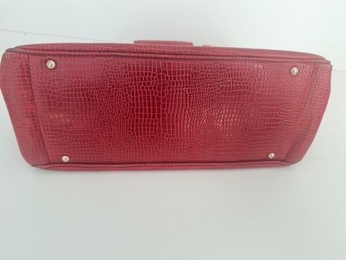 Emporio Armani Red Snakeskin Effect Leather Handbag Gold Fastenings Vintage - Picture 13 of 17