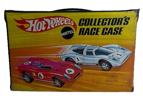 Hot Wheels Vintage Redline Car Collector's Race Case Black 1970 2 Shelves