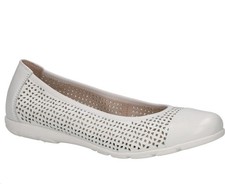 Caprice Women's White Leather Ballet Flats Casual Fashion 9-22151-42160