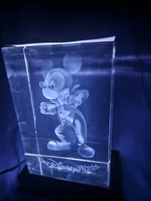 Walt Disney World Mickey Tuxedo 7" Tall Laser Etched Cube Laser Cut With Stand