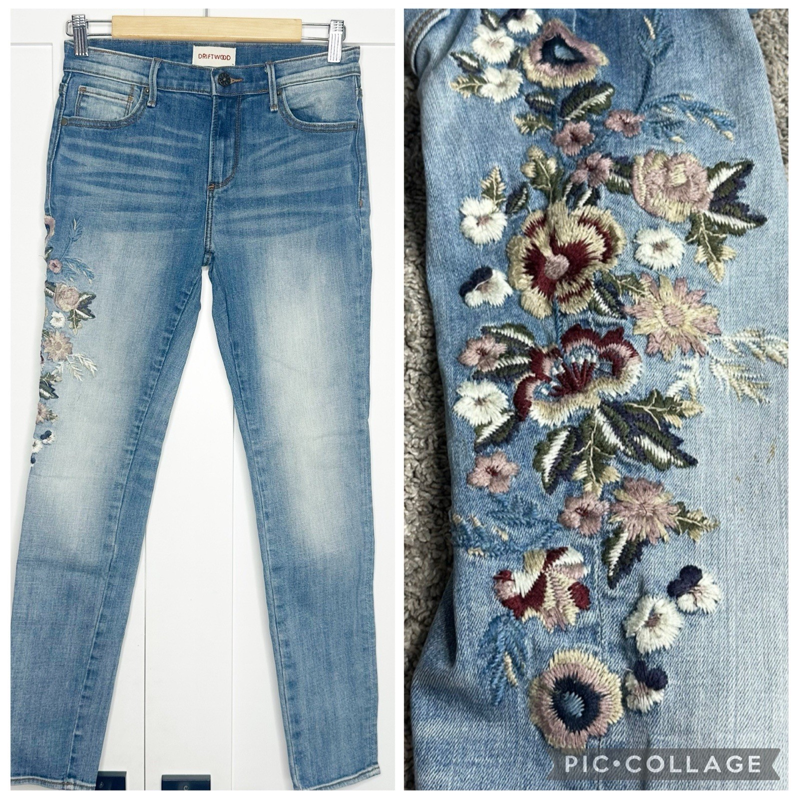 Driftwood Jackie Floral High-rise Skinny Jeans 26 2 embroidered stretch cottage