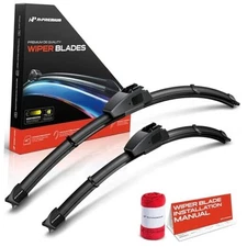  Pack of 2 Windshield Wiper Blades with Wear Indicator & Towel - Compatible 