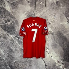 Liverpool 2013-2014 Home Soccer Jersey Suarez #7 size M