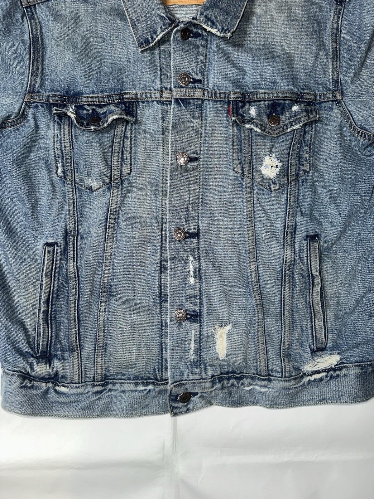 Preowned- Levis Button Front Distressed Denim Jac… - image 3