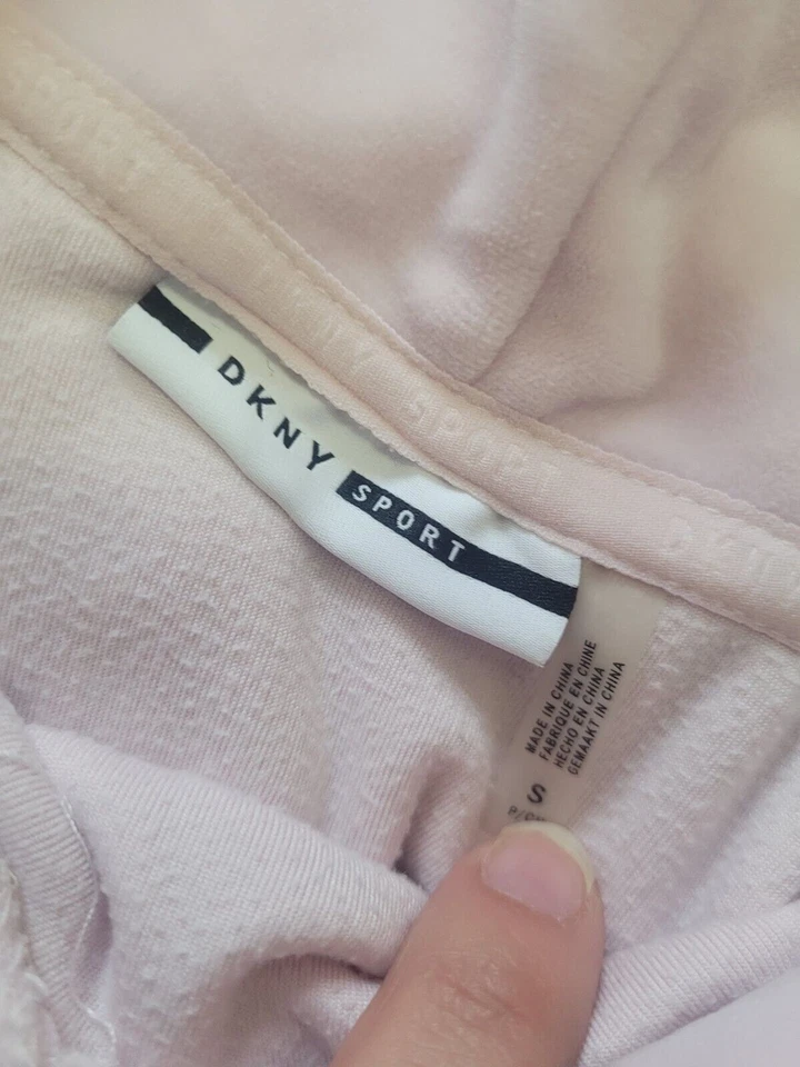 DKNY SPORT US Women's Small Pink Soft Stretch Velour Velvet Hoodie Pullover Top - Image 3 of 4