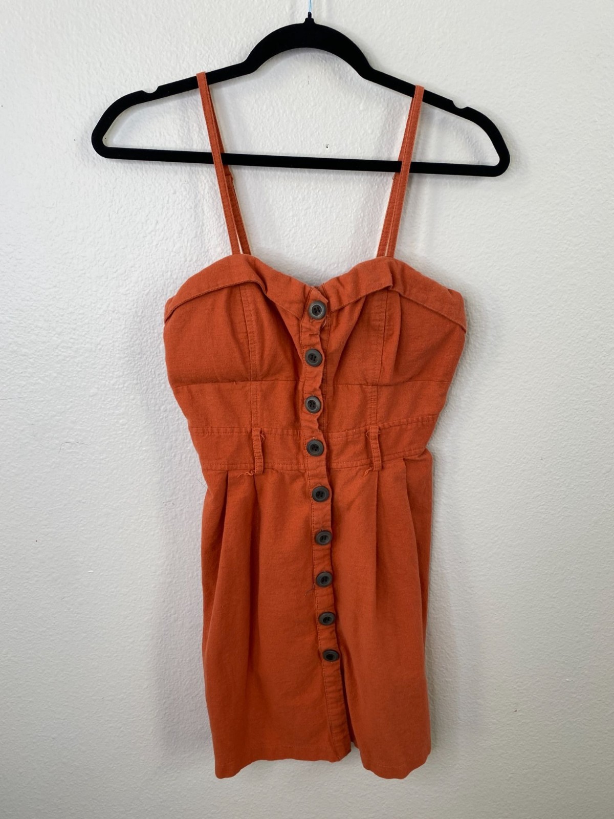 Mind Code Burnt Orange Strappy Button-Up Mini Sun… - image 2