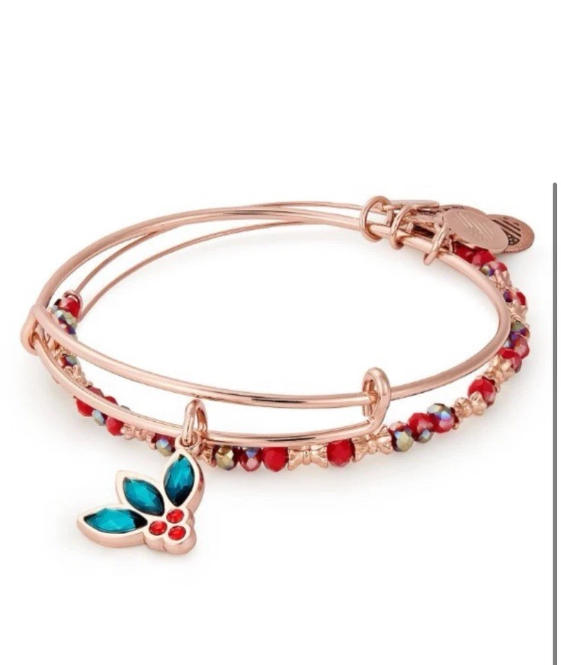 Alex and Ani CRYSTAL Holly “Deck The Halls” JUEGO DE 2 Brazaletes Oro Rosa 2018 Foto 2 de 4