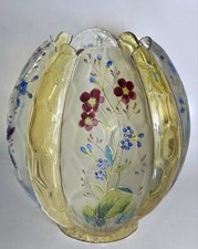 Ancien globe de lampe à pétrole émaillé fin XIXe verre